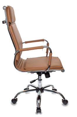 Кресло руководителя Бюрократ Ch-993 светло-коричневый эко.кожа крестов. металл хром