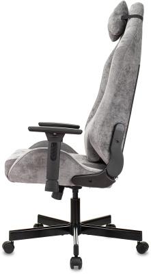 Кресло игровое Knight N1 Fabric серый Light-19 с подголов. крестов. металл