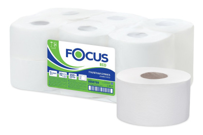 Бумага туалетная Focus Jumbo Eco профессиональная 1-нослойная 200м белый (уп.:12рул) (5050784)