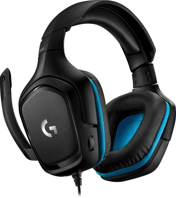 Наушники с микрофоном Logitech G431 черный/синий 2м мониторные оголовье (981-000772)
