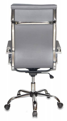Кресло руководителя Бюрократ CH-993 серый эко.кожа крестов. металл хром