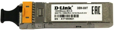 Трансивер D-Link 330T/3KM/A1A 1000Base-BX-D Simplex SC TX=1550nm RX=1310nm SM 3km