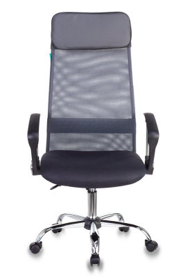 Кресло руководителя Бюрократ KB-6N темно-серый TW-04 TW-12 сетка/ткань с подголов. крестов. металл хром