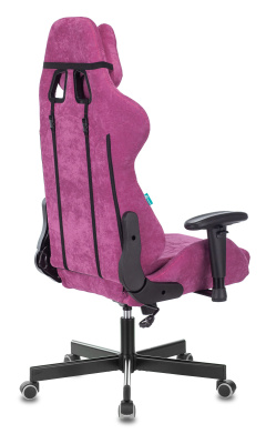 Кресло игровое Zombie VIKING KNIGHT Fabric малиновый Light-15 с подголов. крестов. металл