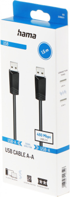 Кабель Hama H-200601 ver2.0 USB A (m) USB A(m) 1.5м (00200601) черный