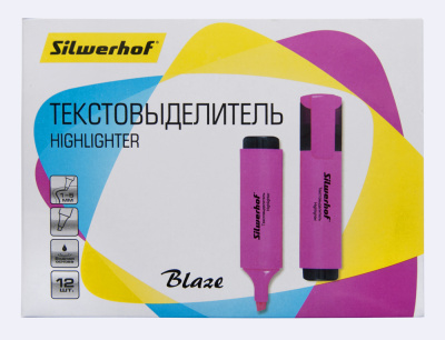 Текстовыделитель Silwerhof Blaze 108036-08 скошенный пиш. наконечник 1-5мм розовый картон
