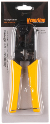 Инструмент обжимной Hyperline HT-N5684 для RJ-45/RJ-12 (упак:1шт) черный/желтый