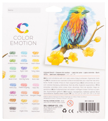 Карандаши цв. Deli EC00220 Color Emotion трехгран. липа 24цв. коробка/европод. (24шт)