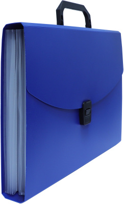 Портфель Бюрократ -BPP13BLUE 13 отдел. A4 пластик 0.7мм синий
