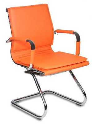 Кресло Бюрократ CH-993-Low-V оранжевый эко.кожа низк.спин. полозья металл хром