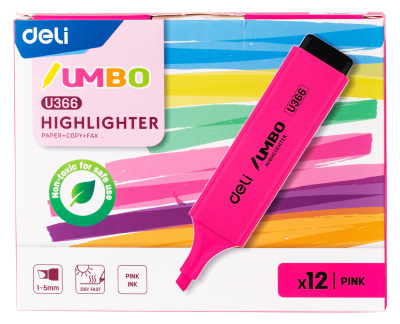 Текстовыделитель Deli EU366-PK Jumbo скошенный пиш. наконечник 1-5мм розовый
