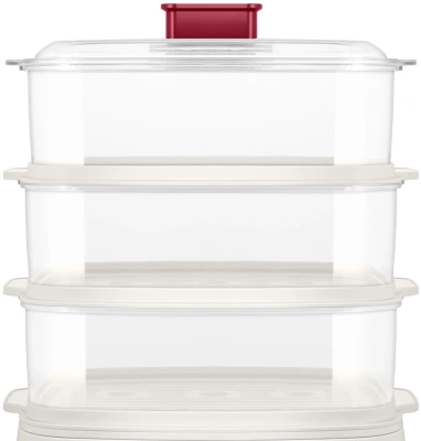 Пароварка Kitfort КТ-6830 3ярус. 800Вт белый/красный