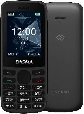 Мобильный телефон Digma A243 Linx 32Mb черный моноблок 2Sim 2.4" 240x320 GSM900/1800 GSM1900 microSD max32Gb