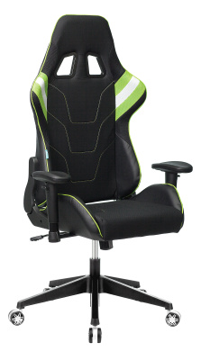 Кресло игровое Zombie VIKING 4 AERO черный/салатовый текстиль/эко.кожа с подголов. крестов. пластик