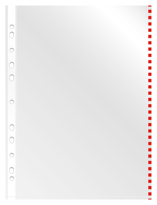 Папка-вкладыш Бюрократ Премиум -013BKAN2RED глянцевые А4+ 30мкм красный край (упак.:50шт)