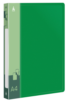 Папка на 4-х кольцах Бюрократ -0840/4RGRN A4 пластик 0.8мм кор.40мм внутр. с вставкой зеленый