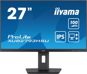 Монитор Iiyama 27" ProLite XUB2793HSU-B7 черный IPS LED 1ms 16:9 HDMI M/M матовая HAS Piv 1300:1 300cd 178гр/178гр 1920x1080 100Hz DP FHD USB 5.4кг