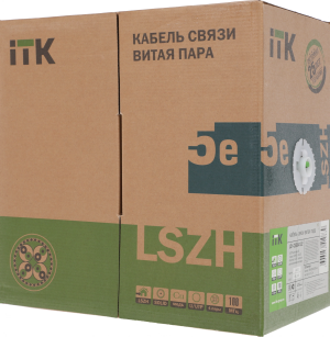 Кабель информационный ITK LC1-C5E04-122 кат.5E UTP 4 пары 24AWG нг(А)-LSLTx внутренний 305м зеленый