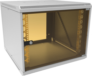 Шкаф коммутационный Suprlan (05-1096) настенный 12U 600x600мм пер.дв.стекл направл.под закл.гайки 70кг светло-серый 535мм 22.69кг 500мм металл