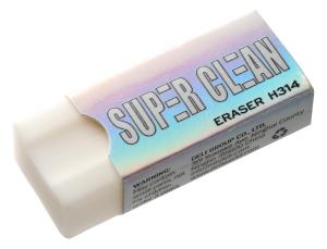 Ластик Deli EH314 Super Clean 41x17x10мм ПВХ белый индивидуальная картонная упаковка