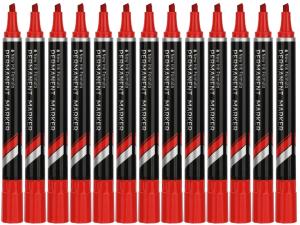 Набор маркеров перманентных Deli EU10140-P Think скошенный пиш. наконечник 1.5-5мм красный коробка картонная (12шт.)