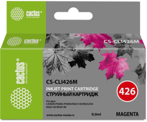 Картридж струйный Cactus CS-CLI426M CLI-426M пурпурный (9мл) для Canon Pixma MG5140/5240/6140/8140/MX884