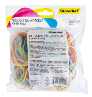 Резинки для купюр Silwerhof 189024 d=60мм 2мм 200гр ассорти пластиковый пакет