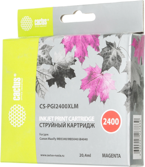 Картридж струйный Cactus CS-PGI2400XLM PGI-2400XLM пурп.пигм. (20.4мл) для Canon MAXIFY iB4040/ МВ5040/ МВ5340