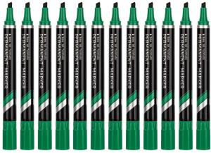 Набор маркеров перманентных Deli EU10150-P Think скошенный пиш. наконечник 1.5-5мм зеленый коробка картонная (12шт.)