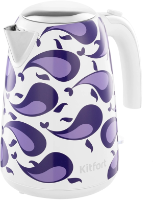 Чайник электрический Kitfort КТ-6768 1.7л. 2200Вт белый/фиолетовый корпус: металл/пластик