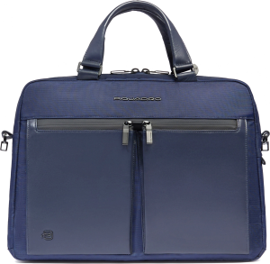 Деловая сумка Piquadro Orion CA6623S136/BLU с отделением для ноутбука синий ткань/натур.кожа