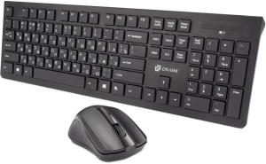 Клавиатура + мышь Оклик 250M клав:черный мышь:черный USB беспроводная slim (997834)
