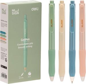 Ручка гелев. автоматическая Deli Nusign ENS576-BK ассорти черн. черн. линия 0.5мм резин. манжета