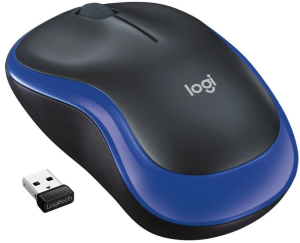 Мышь Logitech M185 черный/синий оптическая 1000dpi беспров. USB для ноутбука 2but (910-002632)