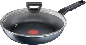 Сковорода Tefal Force 4218928 круглая 28см покрытие: Titanium ручка несъемная (с крышкой) черный (9100048323)