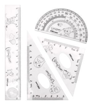 Циркуль Deli E9598 корпус серый в компл.:линейка 15см/транспортир/2 угольника