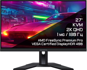 Монитор Gigabyte 27" M27QA черный IPS LED 0.5ms 16:9 HDMI матовая HAS 1000:1 350cd 178гр/178гр 2560x1440 180Hz FreeSync DP QHD USB 5.15кг