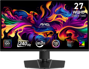 Монитор MSI 26.5" Mag 271QP QD-OLED X24 черный QD OLED LED 0.03ms 16:9 HDMI M/M матовая HAS Piv 1500000:1 250cd 178гр/178гр 2650x1440 240Hz DP Quad HD 2K (1440p) 8кг