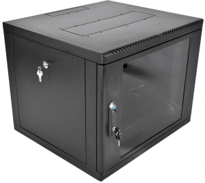 Шкаф коммутационный ЦМО (ШРН-М-9.650-9005) настенный 9U 600x650мм пер.дв.стекл 120кг черный 581мм 22.5кг 180град. 475мм металл