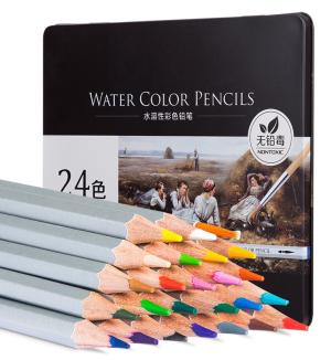 Карандаши цв. Deli 6521 Nuevo акварель. липа серебристый 24цв. мет.кор.