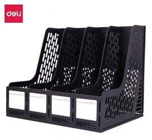 Лоток вертикальный Deli E9846BLACK для бумаг 326х275х257мм черный пластик