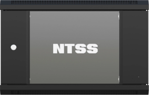 Шкаф коммутационный NTSS NTSS-W12U6045GS (NTSS-W12U6045GS-BL) настенный 12U 570x450мм пер.дв.стекл 60кг черный 350мм 22.2кг 220град. 635мм IP20 сталь