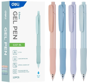 Ручка гелев. автоматическая Deli EG157-BL ассорти d=0.5мм син. черн. резин. манжета