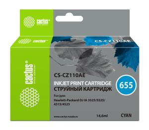 Картридж струйный Cactus CS-CZ110AE №655 голубой (14.6мл) для HP DJ IA 3525/5525/4525