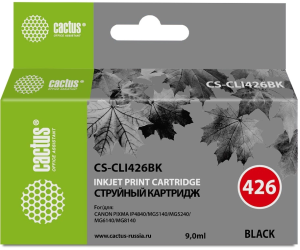 Картридж струйный Cactus CS-CLI426BK CLI-426BK черный (9мл) для Canon Pixma MG5140/5240/6140/8140/MX884