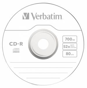 Диск CD-R Verbatim 700Mb 52x Slim case (1шт) (43347)