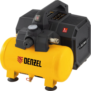 Компрессор поршневой Denzel DLS750/6 безмасляный 140л/мин 6л 750Вт желтый/черный