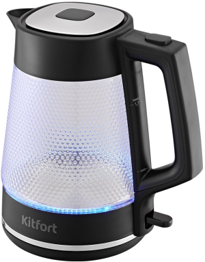 Чайник электрический Kitfort КТ-6710 1.7л. 2200Вт черный/серебристый корпус: стекло/металл/пластик