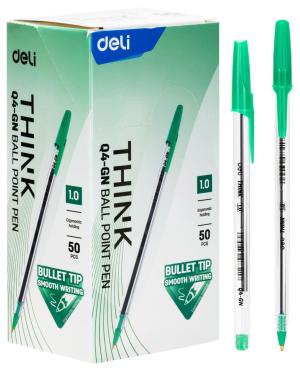Ручка шариков. Deli Think EQ4-GN d=1мм зел. черн.