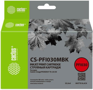 Картридж струйный Cactus CS-PFI030MBK PFI-030MBK черный матовый (55мл) для Canon imagePROGRAF TA-20/30